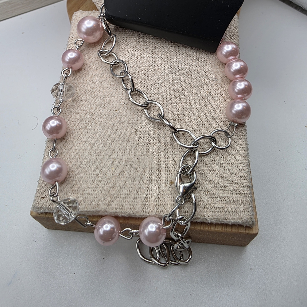 Paparazzi Pink Pearl and Silver Bracelet (554)